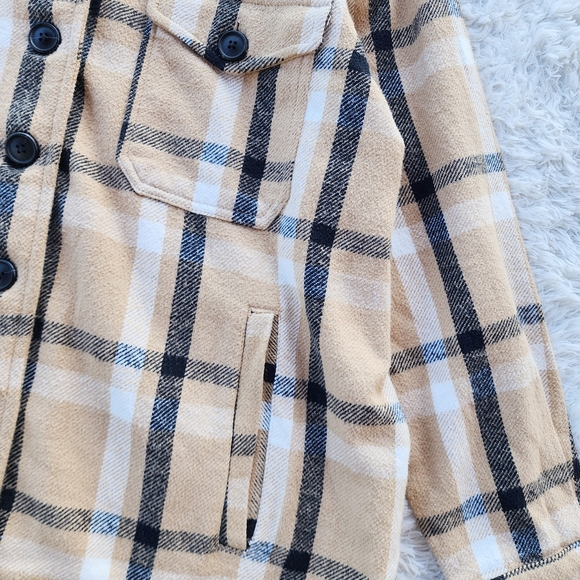 Lucky Brand‎ Tan Plaid Cotton Shacket - Picture 7 of 8
